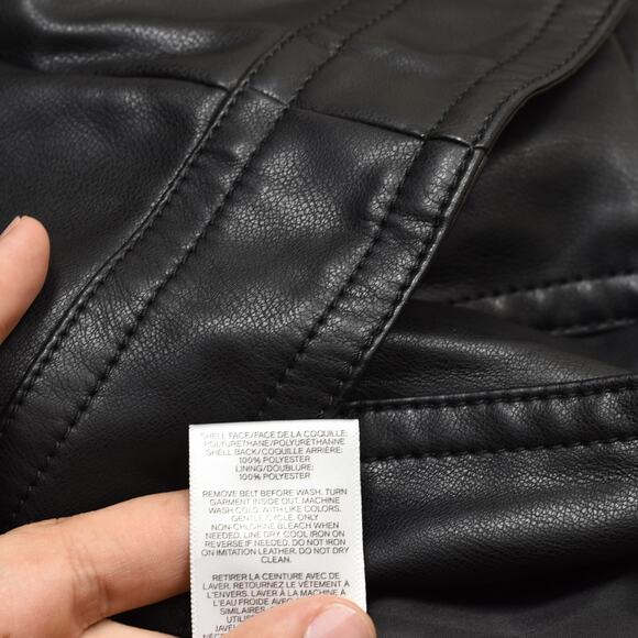 Express Women's Faux Leather Motorcycle Jacket Zip Solid Black Size S Pockets - Picture 8 of 8